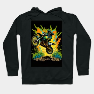 Dirt Bike With Green Paint Splash Design Hoodie